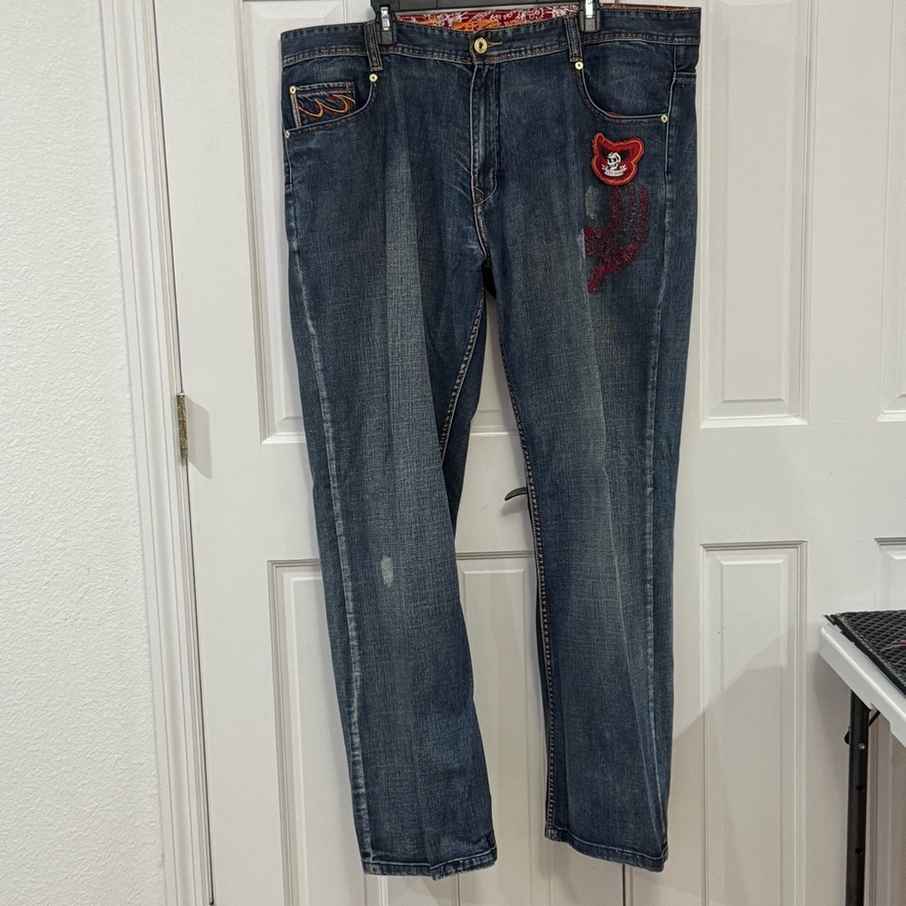 🔥 RARE Y2K Pepe Jeans Embroidered Tiger Denim - Size 42